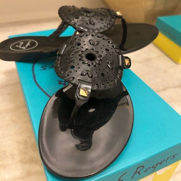 Jack Rogers Black Flats with Intricate Ornamentation - Picture 3 of 4